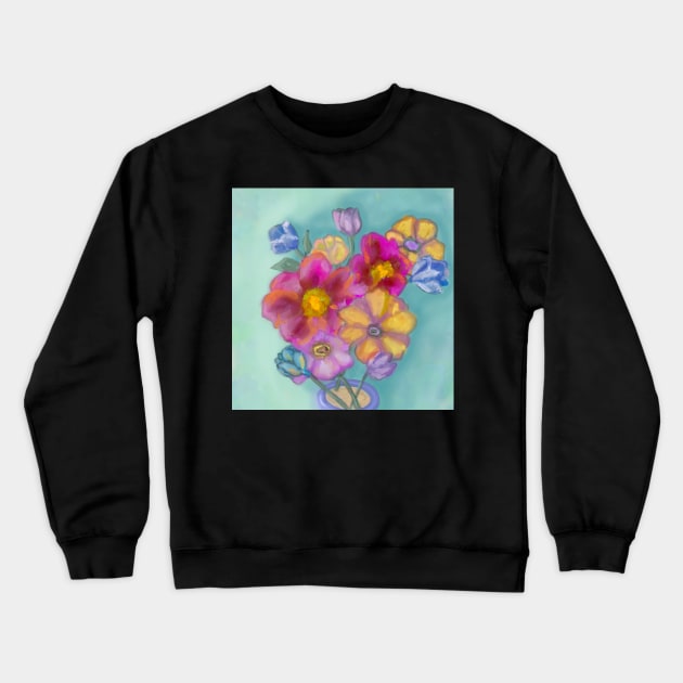 Impressionistic bouquet of flowers in yellow, pink, and blue Crewneck Sweatshirt by gldomenech